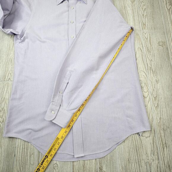 Lands End Shirt Mens 16-36 Tall Light Purple Button Up Long Sleeve Pocket Oxford - Picture 3 of 7